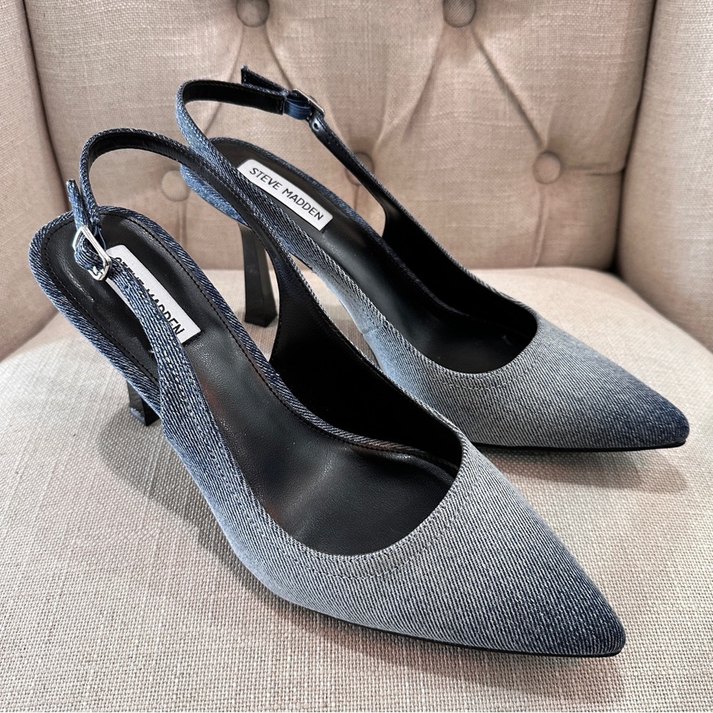 Steve Madden Denim Slingback Heels Pumps Size 9.5 Blue Gradient
